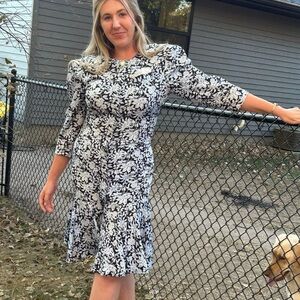 Vintage Blue and White Floral Dress